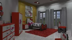 Hello Kitty Bedroom - RED 3D model
