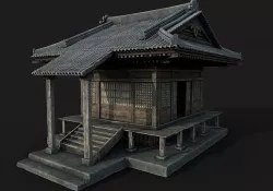 Japanese Shrine Low-poly 3D model