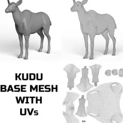 Kudu Base Mesh Low-poly 3D model