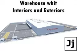 Logistic Warehouse whit Interiors and Exteriors Low-poly 3D model