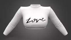 Long Sleeves Round Neck Crop Top Low-poly 3D model