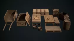 Low Poly Wooden Props Low-poly 3D model
