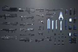 LowPoly Sci Fi Guns Pack Low-poly 3D model
