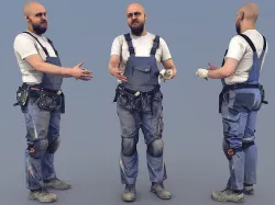 Photorealistic Construction Worker Character 3D model