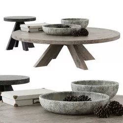 Restoration Hardware 1960S French X-Base Round Coffee Table 3D model