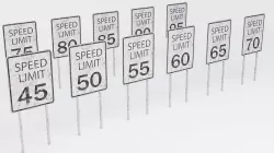 speed limit signs worn in the mud collection pack Low-poly 3D model
