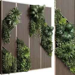 Vertical Wall Garden With Wooden frame Low-poly 3D model