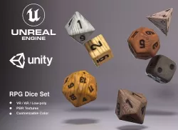 Wooden RPG Dice Set Low-poly 3D model
