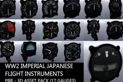 WW2 IMPERIAL JAPANESE FLIGHT INSTRUMENTS - ASSET PACK Low-poly 3D model
