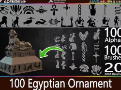 100 Egyptian Ornament Alphas and IMM Brushes Low-poly 3D model