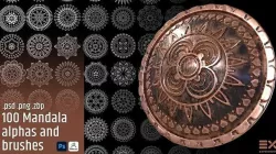 100 Mandala 3d brushes and alphas Texture