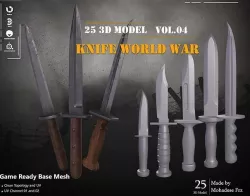 25 3D Model Knife WW12 Base Mesh Low-poly 3D model