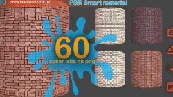 60 Brick Wall Materials Vol 02 PBR 4k SBS SBSAR Texture