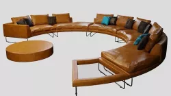 Add Look Round Luxury Designer Leather Sofa 3D model