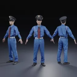Animated 3D-Security guard 155ToshiN07 Low-poly 3D model