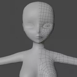 base model anime girl Low-poly 3D model