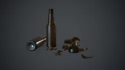 Brown Glass Broken Bottles PBR Game Ready Low-poly 3D model