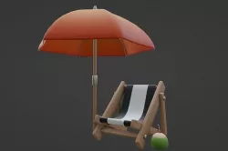Cartoon Beach Chair Set 3D model