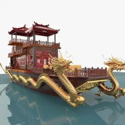 Chinese dragon  house boat   3D model