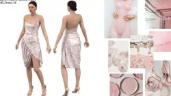 Clo3D printed flower dress 3D model