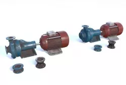 Electric motor pump PBR Low-poly 3D model