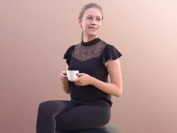 Elena 10652 - Sitting Woman Drinking Coffee 3D model