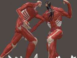 Eren vs armin -attack no titan 3d model 3D model