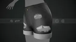 Female Black Ripped Jeans Shorts  Low-poly 3D model