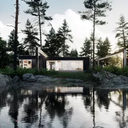 Forest house in fog 3d exterior scene  3D model