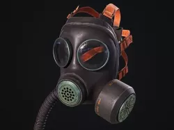 Gas mask and tube game ready Low-poly 3D model