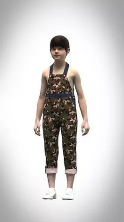 Girls Camo Dungaree Low-poly 3D model