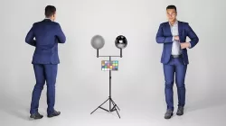 Handsome respectable man in a blue suit 133 Low-poly 3D model