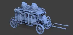 High polygon Stage Coach Horse Carriage 3 Easter 3D model