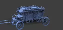 High polygon Stage Coach Horse Carriage extended 3D model