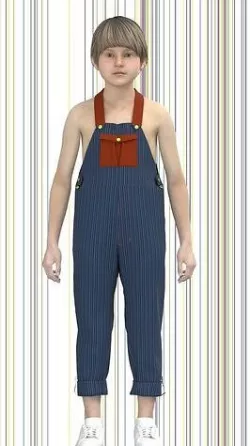 Kid Boys Dungaree Low-poly 3D model