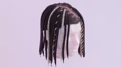 King Von Medium Braided Dreads - Partly Bleached Low-poly 3D model