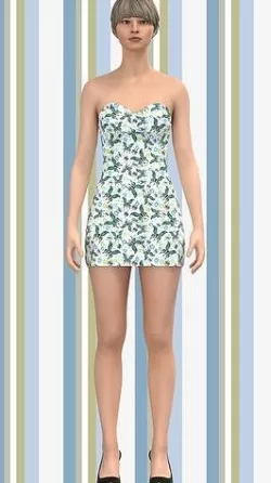 Ladies off shoulder dress Low-poly 3D model