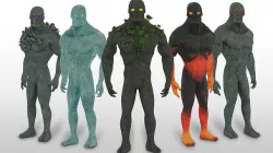 Low Poly Elemental Golem Character Pack With PBR Materials Low-poly 3D model