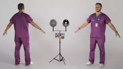 Male doctor in purple uniform ready for animation 299 Low-poly 3D model