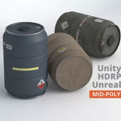 Metal Barrel - 35 color and grunge variants -  Low-poly 3D model
