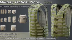 Military Props Vol 04 FLC Vest and Pouches Low-poly 3D model