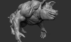 Mutant Pig - High poly sculpture 3D model 3D model