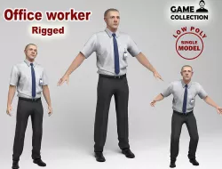 Office worker Low-poly 3D model