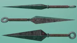 PBR Low Poly Kunai - Black Steel Kunai With Leather Handle Low-poly 3D model