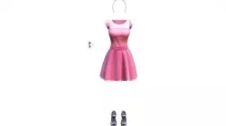 Pink Barbie Full Outfit Dress With Gem Stones Low-poly 3D model