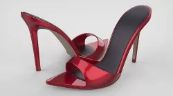 Pointed high heel open toe mules shoes 3D model