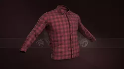 Red Flannel Button Up Shirt Low-poly 3D model