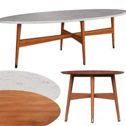 Reeve Mid-Century Oval Coffee Table West Elm 3D model