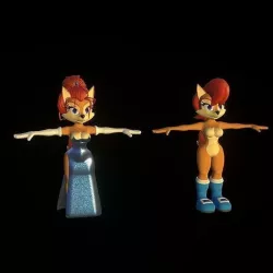 Sally Acorn with Dress Low-poly 3D model