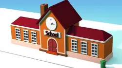 School cartoon-style 3D model